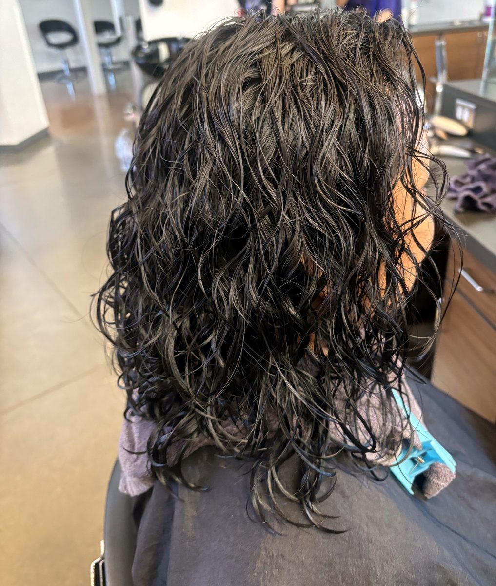 Perm result, tight curl pattern, back view by Leila Lee