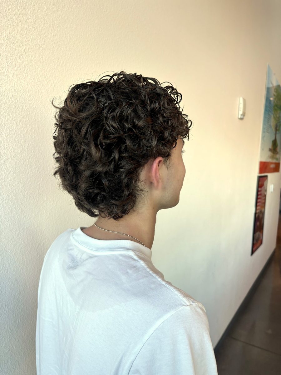 Curly perm, back angle by Leila Lee